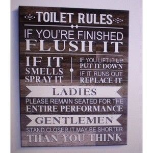 Toilet Rules Unframed Poster Art Ladies & Genlemen Humor Gift NIP